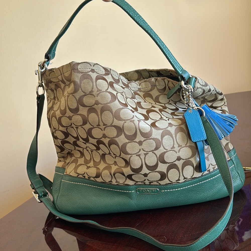 Green coach shoulder bag